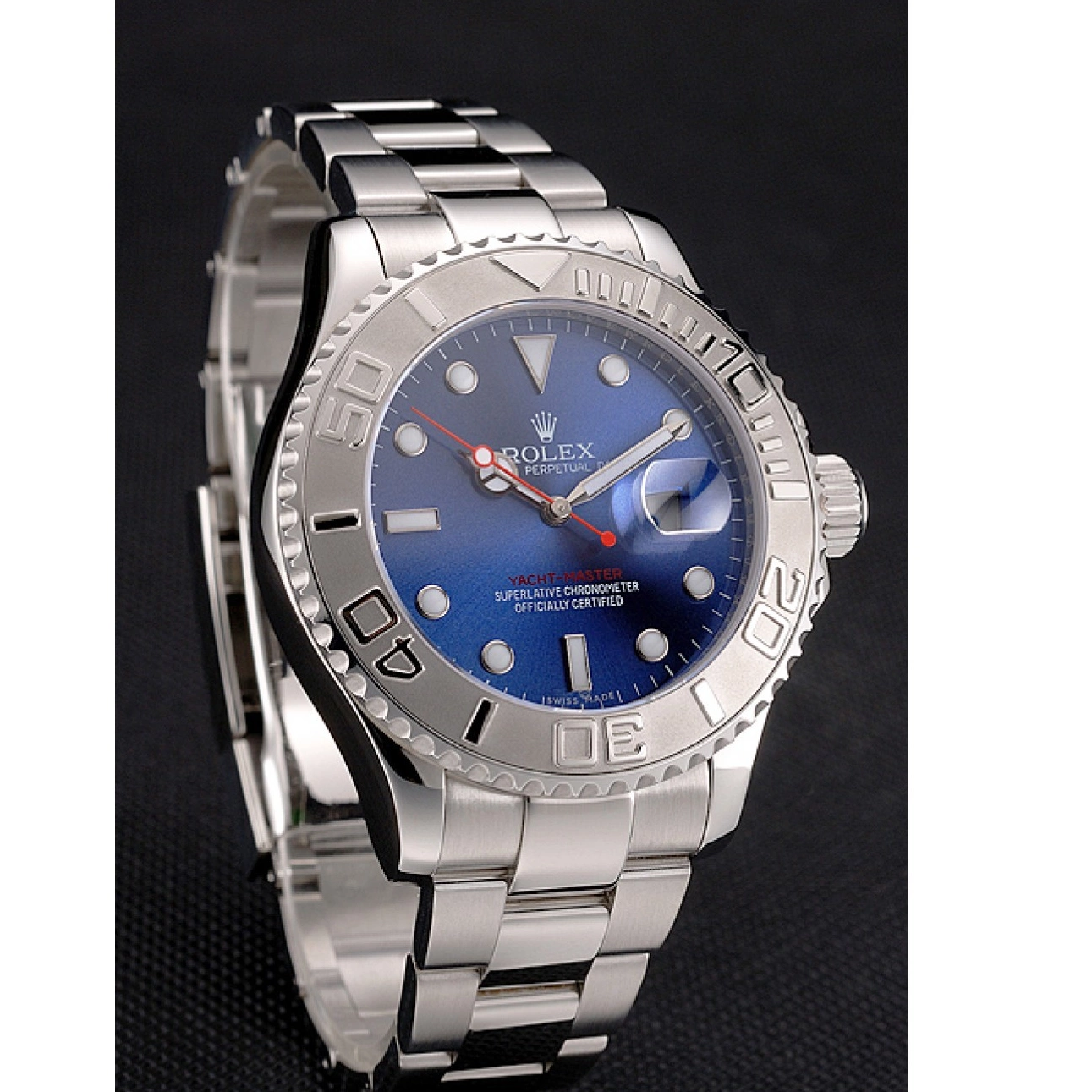 Aaa replica watch Yacht-Master Stainless Rolex And Steel Dial Case Bracelet Blue 0713